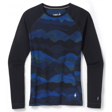 Termo krekls SW WS Classic Thermal Merino Base Layer Pattern Crew Blueberry Hill Mountain Scape