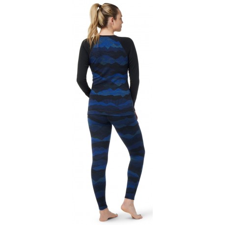 WS Classic Thermal Merino Base Layer Pattern Crew Blueberry Hill Mountain Scape