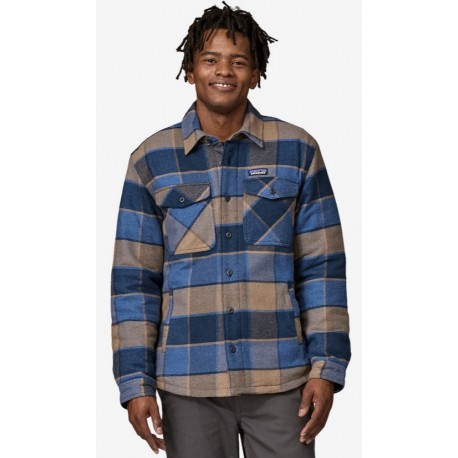 Patagonia M LW INSULATED Fjord Flanel Shirt Smolder Blue